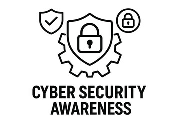 Poster - Cyber security awareness. Data protection concept. Network privacy technology. Safety system icon set. Shield, lock, gear symbols. Vector illustration. Internet safety secure.