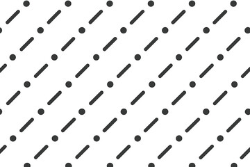 Poster - Minimalist geometric seamless pattern with diagonal dots and dashed lines. Abstract black and white vector background. Modern simple texture for textile, wallpaper, wrapping paper.