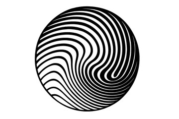 Poster - Abstract Circular Halftone Lines, Modern Wavy Spiral Shape, Optical Illusion Black and White Geometric Pattern, Dynamic Swirl Design, Trendy Minimalist Vector Art