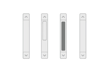 Poster - vertical scrollbar set isolated. ui scroll bar sliders, progress up and down buttons. interface widg