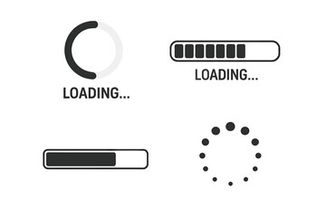 Fototapete - Set of loading bar icons. Progress bar and loading signs collection. Status bar in different designs for download or upload. Vector illustration for UI UX web design element.