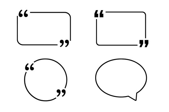 Quote Box Frame Set, Speech Bubble Templates, Quotation Mark Design Elements, Text Box Vector, Blog Quote Symbol Collection, Transparent PNG and Vector Shapes