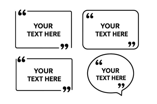Modern Quote Box Frames Set, Blank Texting Quote Templates, Speech Bubble Design Elements, Quotation Marks, Blog Comment Symbols, Editable Vector PNG for Social Media and Web Graphics