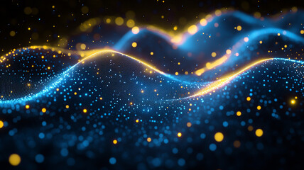 Wall Mural - Holographic waves effect on bright blue background
