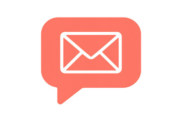 Poster - Email envelope icon placed inside a red speech bubble, representing online communication and messaging, with transparent background