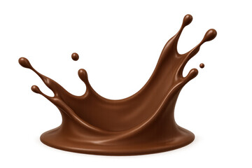 Poster - Velvety chocolate liquid splattering, forming dynamic crown pattern, ideal for culinary marketing visual content