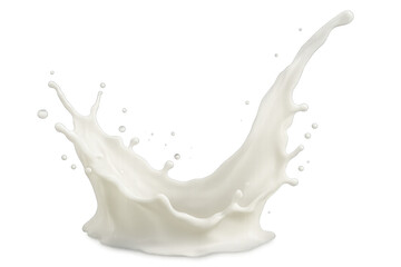 Poster - White milk splashing upward and forming a crown shape, beautifully isolated against a transparent background, captures pure freshness