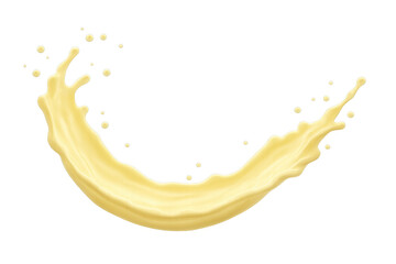 Poster - Creamy custard arcing dynamically, splashing with elegant curves against transparent backdrop, showcasing smooth liquid movement