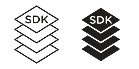 Poster - SDK icon symbol set in black. line and flat icons