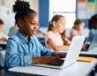 © photo_costin - Elementary School Children Learning Basic Computer Knowledge: Diverse Kids in a Modern Colorful Classroom. Schoolchildren Getting Experience with Technology.