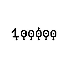 Poster - Illustration of a stylized number one followed by five unique abstract shapes in black and white design