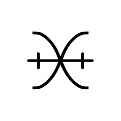 Poster - Abstract symbol featuring intersecting curved lines and a horizontal line with perpendicular bars on ends