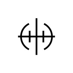 Poster - Abstract symbol with vertical and horizontal lines and semicircular shapes in a symmetrical arrangement