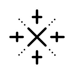 Poster - Abstract design featuring a central x shape surrounded by crosses and dotted lines in black and white