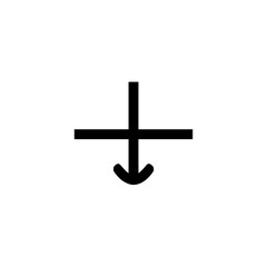 Poster - Black arrow pointing down with a horizontal line intersecting the vertical line in the center symbol