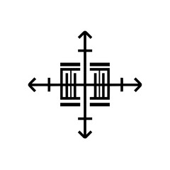 Poster - Black and white compass rose with geometric shapes pointing in four cardinal directions design element