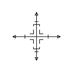 Poster - Geometric cross with arrowheads and line segments forming a symmetrical design on a white background