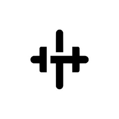 Poster - A symmetrical abstract logo featuring a central vertical bar with dumbbell shapes on either side design