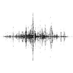 Poster - Abstract black and white cityscape silhouette with sharp lines and reflection effect on clear background