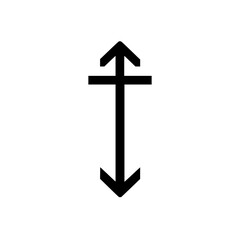 Poster - Black vertical arrow with a line through the top pointing both up and down on a white background