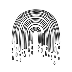 Poster - Stylized black and white rainbow with dripping lines and water droplets illustration design element
