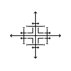 Poster - Geometric design featuring arrows pointing in four directions with intricate line patterns around center 100