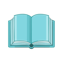 Fototapete - Open teal blue book illustration vector clip art for learning and knowledge design