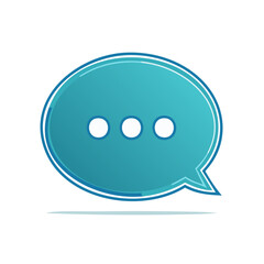 Fototapete - Teal speech bubble icon with ellipsis, suggesting conversation or notification with a modern design.
