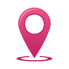 Poster - Pink Location Marker with Circle Shadow: Navigation and Place Indicator