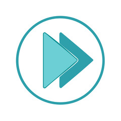 Fototapete - Teal Forward Icon Graphic Double Arrow Play Symbol Button
