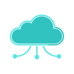 Fototapete - Turquoise Cloud Network Connection Vector Graphic. Data Sharing, Storage, and Transfer Concept Design for Tech and Business Illustrations.