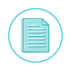 Fototapete - Stack of Documents and Paperwork in Teal Circle for Business and Design Concepts