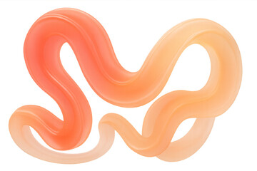 Poster - Gradient coral, peach 3d shapes forming undulating abstract pattern against transparent backdrop