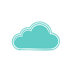 Fototapete - Whimsical teal cloud illustration, cartoonish and outlined with white border