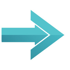 Fototapete - Aqua Directional Arrow Pointing Right for Navigation and Forward Movement