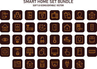 Poster - Collection of modern vector line icons of smart home devices and technology with minimalist designs for contemporary