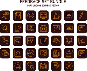 Poster - Comprehensive set of feedback and review icons for user interfaces and applications with modern simple designs