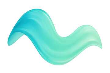 Poster - Turquoise paint wave curving softly, flowing across transparent background with vibrant, dynamic visual energy