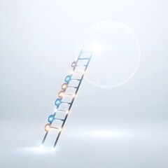 Poster - Abstract Ladder Ascending Towards a Sphere Illuminated with Bright Light on Pale Background