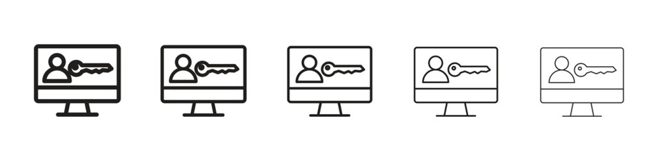 Authorize icon line art vector collection on white background
