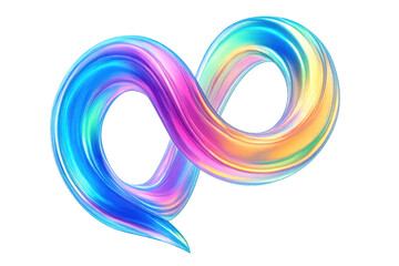 Poster - Holographic infinity symbol with vibrant colors swirling on a transparent background, perfect for creative projects