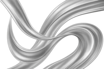 Poster - Metallic silver liquid waves swirling and flowing on a transparent background, creating an abstract and elegant design