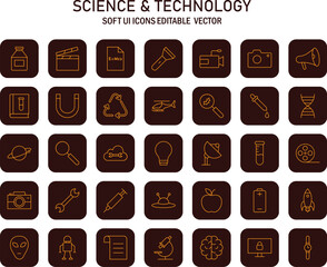 Poster - Diverse conceptual science and technology icons collection for user interface design and creative graphic resource