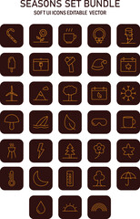 Poster - Comprehensive season-themed vector icon set for user interface design application development projects incorporating