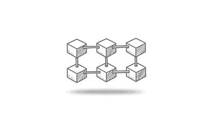 Poster - Illustration of a network of interconnected cubes in a chain format