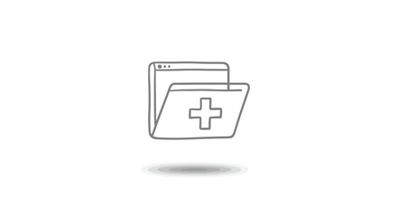 Poster - Outline drawing of a folder with a plus sign on it with a small shadow