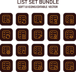 Poster - Editable Vector Icons Displaying List Set Bundle with Checklist Options and Management Features for Digital User