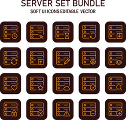 Poster - Server Icon Set Bundle Representing a Variety of Data Management Actions and Processes for Web Design