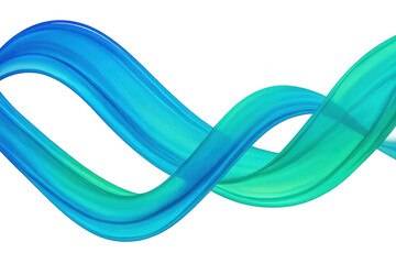 Fototapete - Turquoise and light green paintbrush strokes swirling, blending into fluid wave-like motion against transparent backdrop