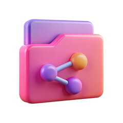 Poster - 3d illustration of a pink folder with sharing icon on a black background